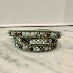 Chan Luu Light Green Leather Wrap Bracelet